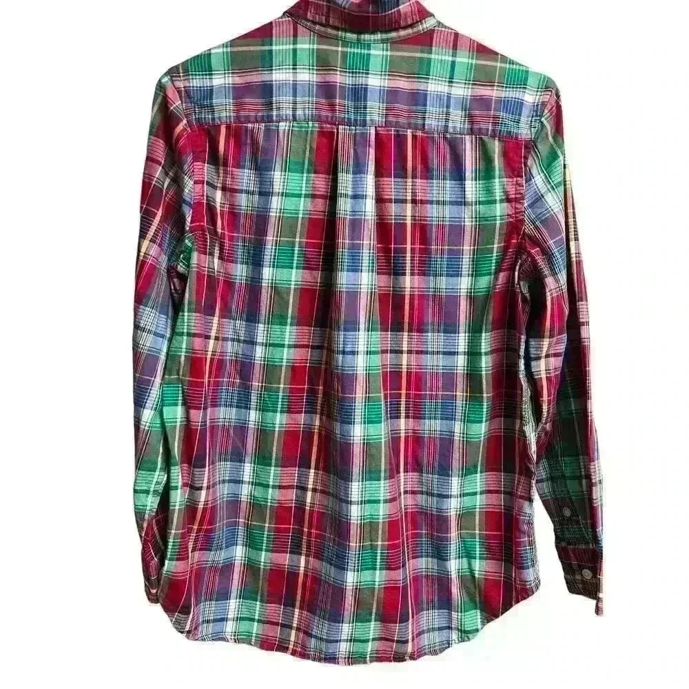 Ralph Lauren Red Green Purple Long Sleeve Boys Large 14/16 Long Sleeve Button Up - Picture 4 of 7